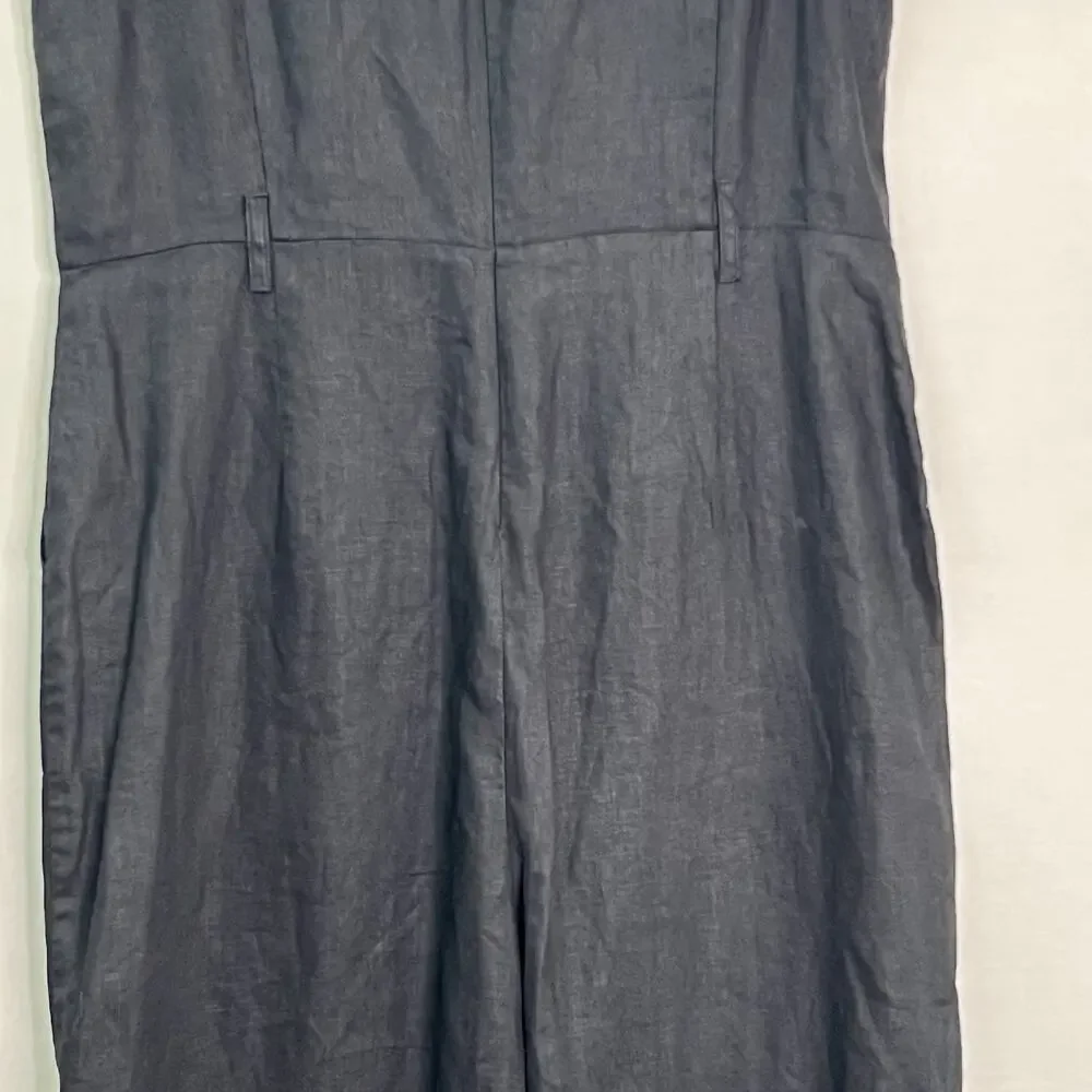 REFORMATION Naomi Linen Jumpsuit Black Women's Size 12 (Missing matching‎ belt)